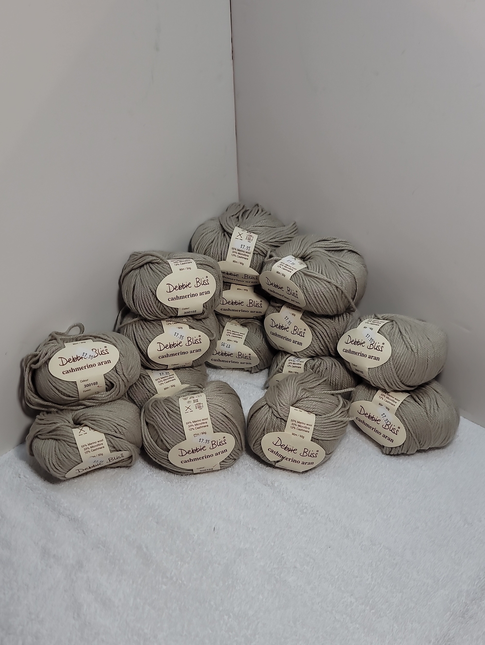 Debbie Bliss Cashmerino Aran Yarn - Taupe - 15 Balls -NWT